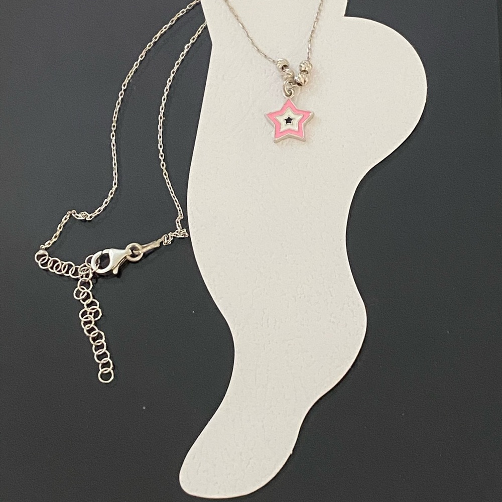 🧿 ANKLET 925 Silver star pink enamel evil eye